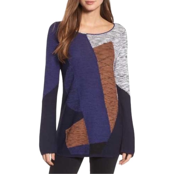 Nic + Zoe Linen Blend Color Block Knit Pullover XL - Picture 1 of 8